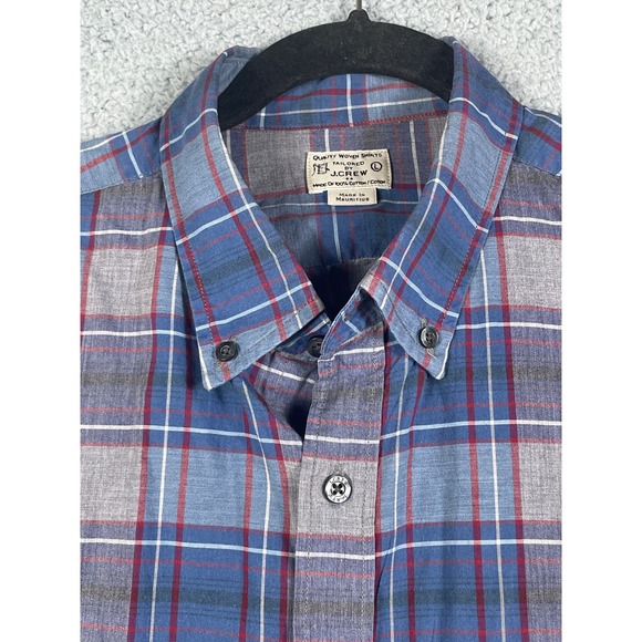 J. Crew Men's Button Up Plaid Shirt Size L Cotton Tailored woven - Picture 4 of 8